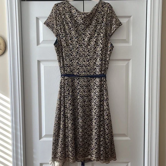 Gold/Navy Blue Dress 3X - Picture 3 of 3